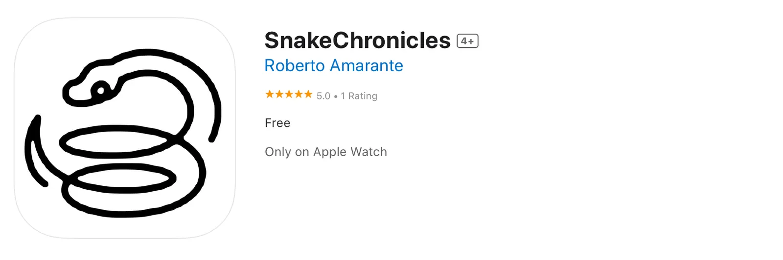 The Snake Chronicles Apple Watch game logo over a green background.