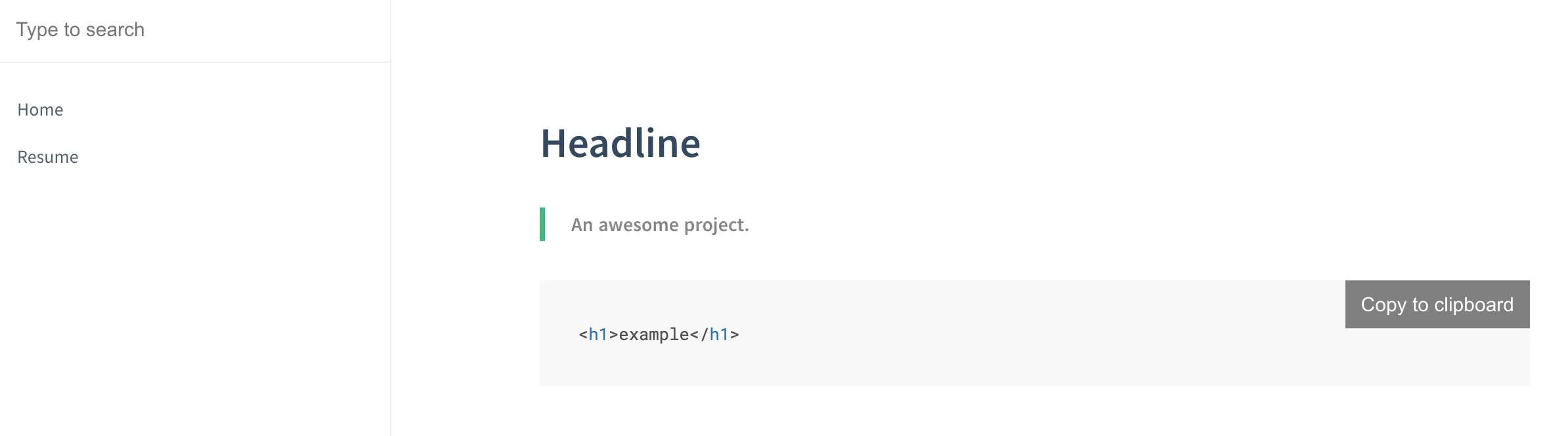 A code example in Docsify with a Copy to clipboard button.