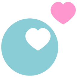 The Tua language icon, a cyan circle with a heart-shaped center beside a smaller pink heart.