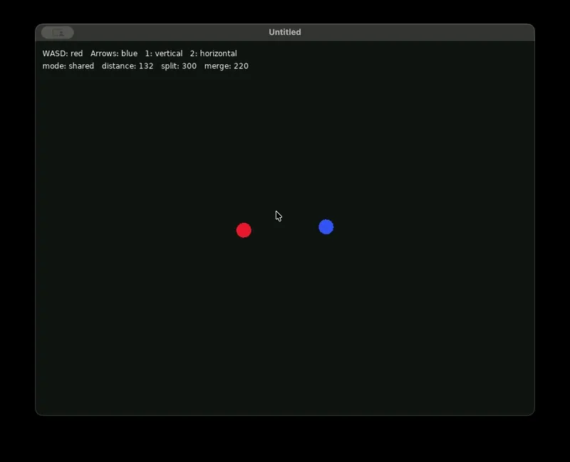 Simple example of camera splitting and shared viewport.