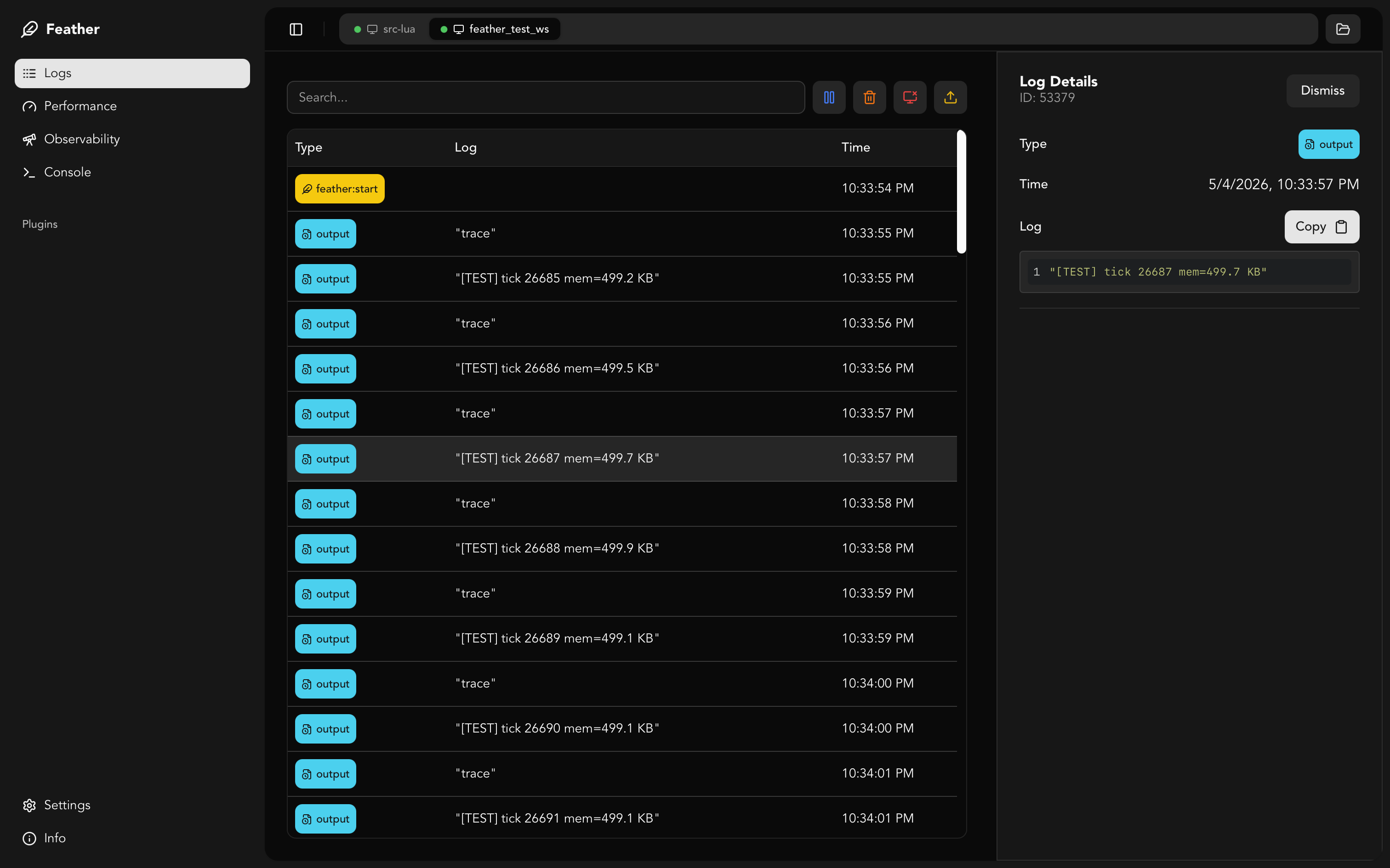 log tab
