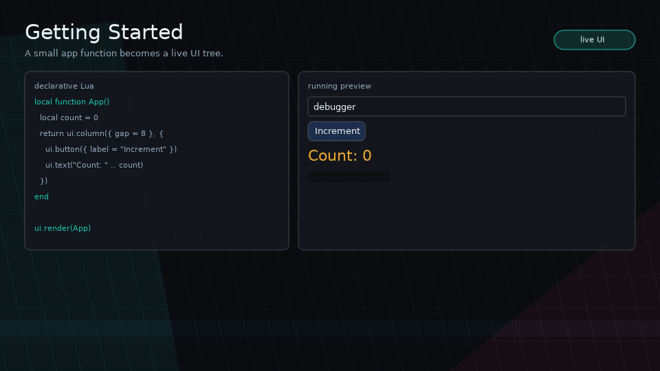 Animated GIF showing a minimal Glyph counter app rendering and updating.